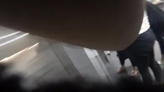 Braless Turkish cunt with mouth showing off her long hooters into intense