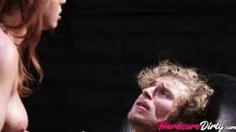 Busty redhead domina Edyn Blair facialized after hard sex
