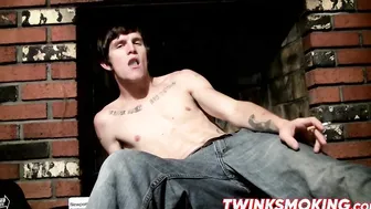Good looking bum boy Lex strokes his rock solid boner solo