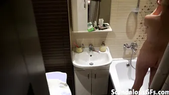 My naked girlfriend washing up in the bathroom is exactly what you need to stroke one out