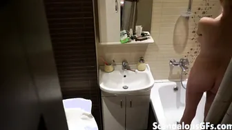 My naked girlfriend washing up in the bathroom is exactly what you need to stroke one out