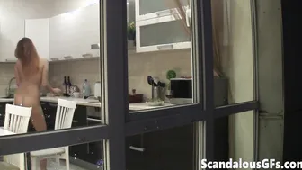 The hot girl-next-door is naked and somehow messing with me through her kitchen windows