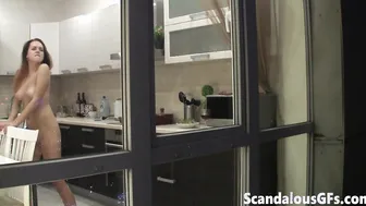 The hot girl-next-door is naked and somehow messing with me through her kitchen windows