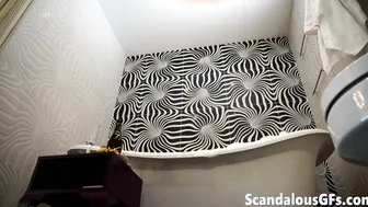 My whore exgirlfriend enjoying wild throbbing in the bathroom