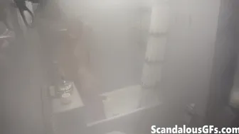 Video of my girlfriend naked in the bathroom enjoying a flattering shower