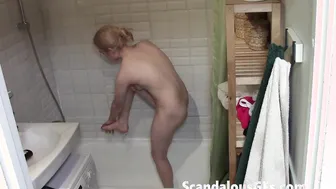 My girl looking delicious while cleaning herself naked