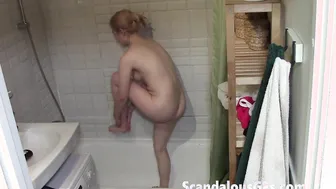 My girl looking delicious while cleaning herself naked