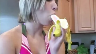 Sweet Babe Licking Banana