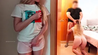Spying on my sister when she blows the neighborss penis