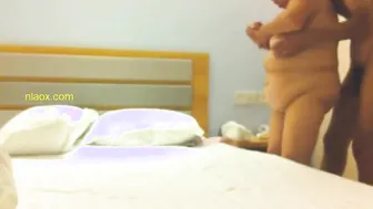 Asian huge breasts old lady boned with young bro