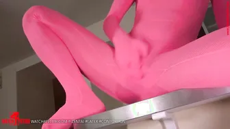 Lindsey Cruz transformed inside a zentai cat