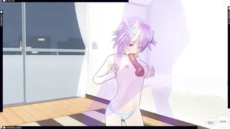 3D CARTOON Neptunia Caresses a Cock with her Titties and makes you
