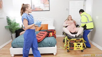 Squirty Pregnant mistress  Paramedic Three-Way