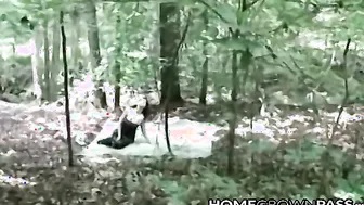 Outdoorsy babe facialized after passionate vag pounding