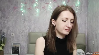 Brunette amateur shows boobs on live webcam show