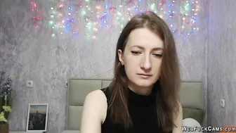 Skype porn video – Brunette amateur shows boobs on live webcam show