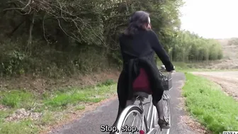 Mature Japanese outdoor bottomless bicycle riding and sex