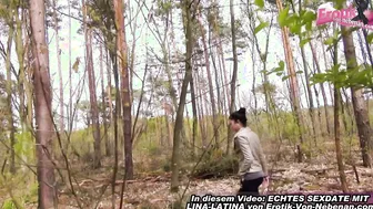 German amateur teen outdoor POV Sex in forest with skinny slut