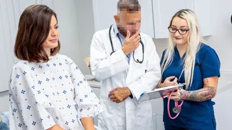 Doctor hammering sexy brunette patient