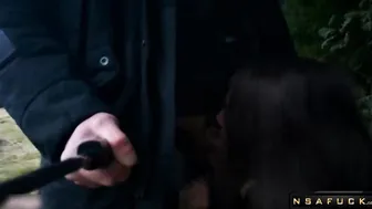 Risky Outdoor Blowjob we were Walking in