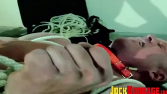 Bondage gay fingered and jerked off during BDSM session