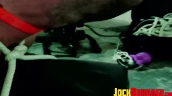 Bondage gay fingered and jerked off during BDSM session
