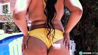 Exotic Latina Babe Shows Off Her Stackable Curves in Pool Side Oil Massage