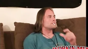 Pack porn video – Long haired homosexual smokes a cigar before jerking off