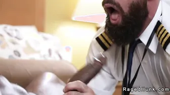 Iterracial gay anal sex between pilots in hotel room