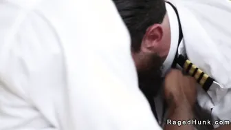 Iterracial gay anal sex between pilots in hotel room