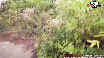 Cute shy Student teen try outdoor date with german pick up guy