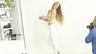 amazing brunette at porn casting