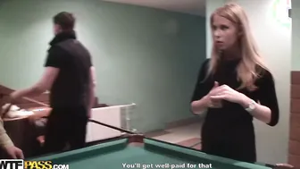 Very sexy blonde gets two shafts to play with