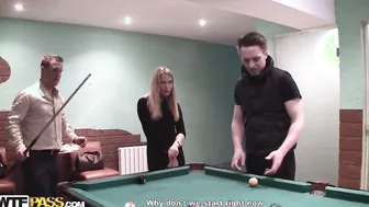 Very sexy blonde gets two shafts to play with