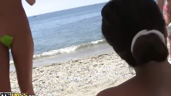 A day on the beach with hot college sluts