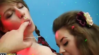 Pretty party girls want some lesbian action