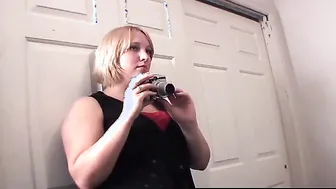 Chubby blonde slut getting slammed while sucking hard dick