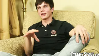 Jock goes all the way as he fingers himself and wanks too