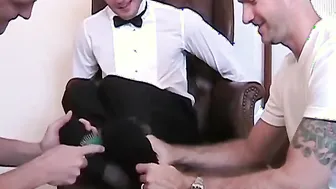 Newly married Davis gets tied down to the chair and tickled