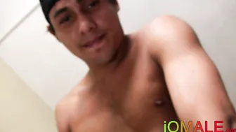 Smooth Latino homosexual plays with his hard dick solo