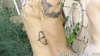 Inked hillbilly barebacks homo delinquent stepson