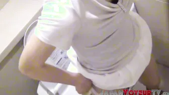 Japanese beauty taped peeing on secret cam