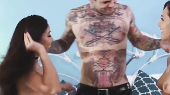 sexy inked schoolgirls threesome fucking with passion