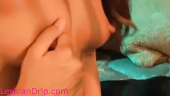 Best Friend Pushing Big Sex Toy To Shaved Pussy