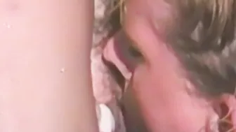 Vintage dykes have fun in jacuzzi before tongue fucking