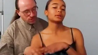 Wicked black teen has her hairy pussy fucked rough on camera