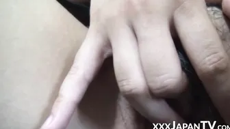 Japanese girly dame experimenting with her sweet tiny hole