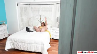 Stepson spying on masturbating MILF mom
