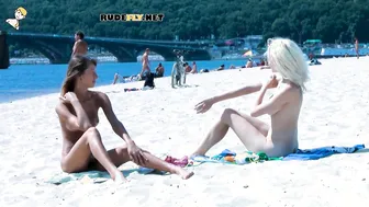 Ravishing nude beach girls tanning