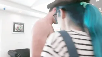sexy teens team up to suck a huge cock